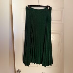 Zara Sparkling Dark Green Pleated Skirt.